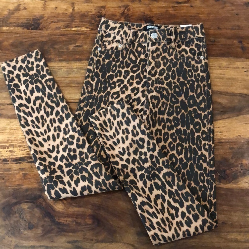 Zara Animal Print Skinny Jeans 2 - Picture 3 of 8